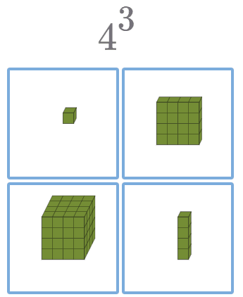 Exponent problem extending the visual concept to a larger power.