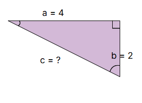 Pythagoras diagram with labeled sides and the corresponding equation.